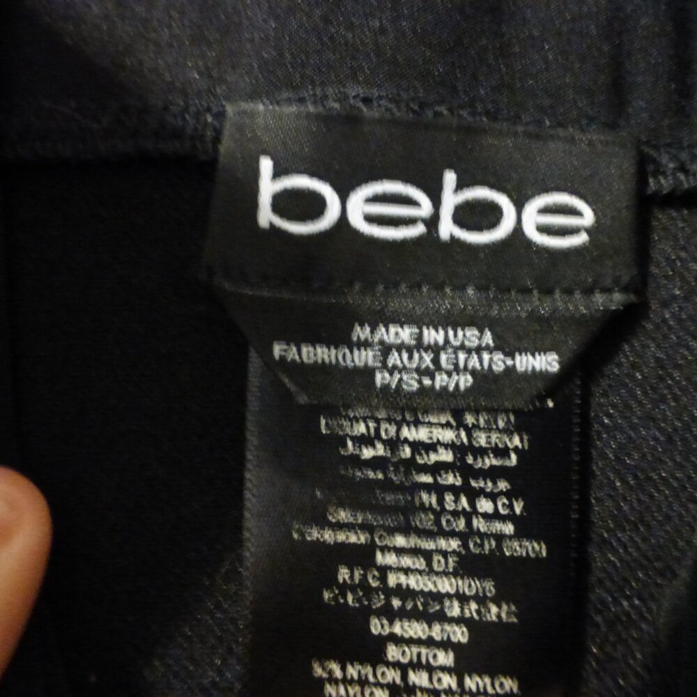 BEBE black stretchy bodycon mixed texture mini dress - Picture 5 of 5